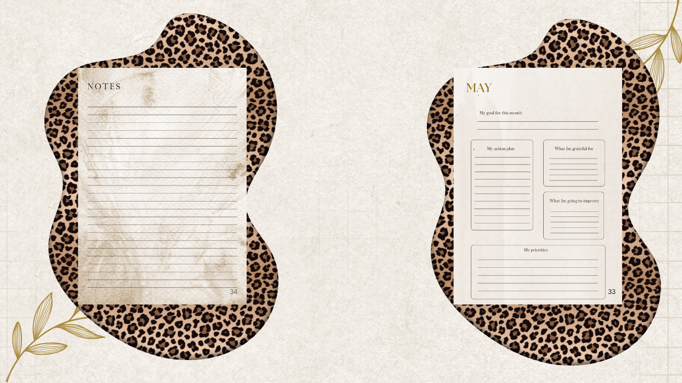 Minimalist Leopard & Beige Monthly Planner