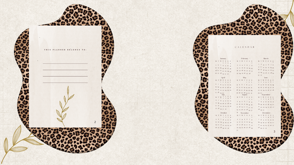 Minimalist Leopard & Beige Monthly Planner