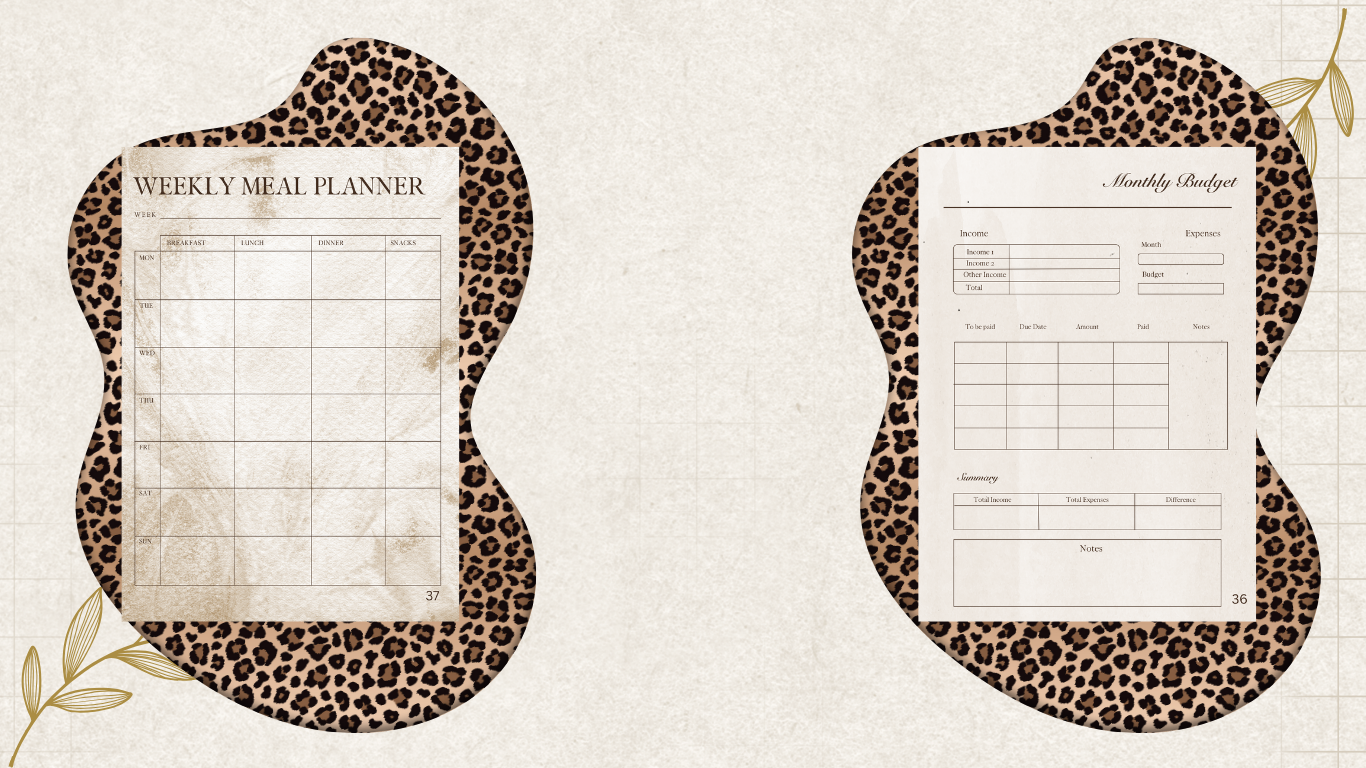 Minimalist Leopard & Beige Monthly Planner